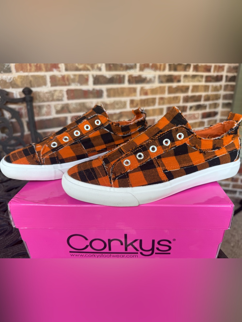 Corkys Babalu Black & Orange Halloween Canvas SlipOn Women Size 10 Sneakers NIB